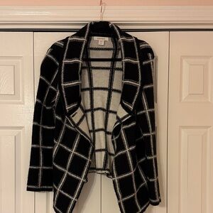 Ellen Tracy Black and White Grid Cardigan